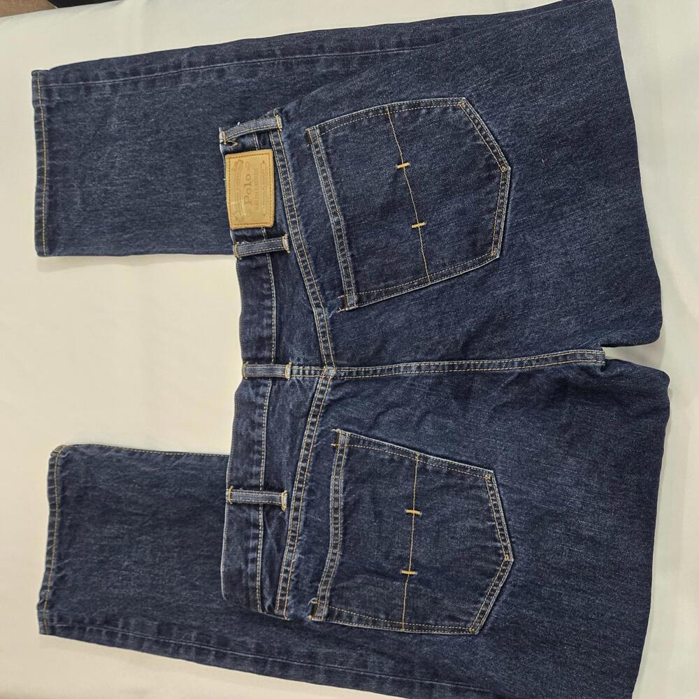 Ralph Lauren Polo Men's Dark Wash Denim Jeans 38x30 Hampton Straight 100% Cotton - Picture 8 of 11